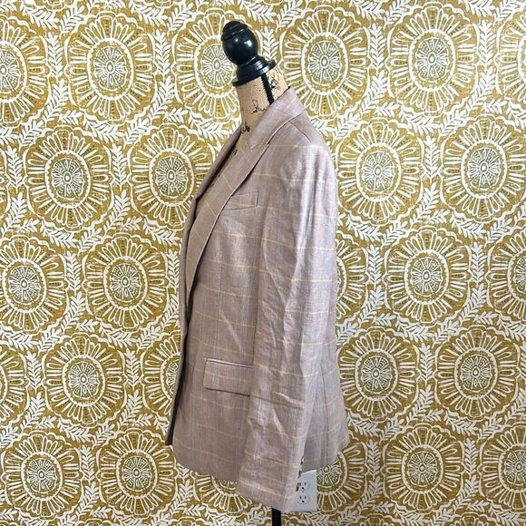NWT A.L.C Donovan Plaid Linen Blend Single-Breasted Jacket in Tawny Plaid size 6 - Picture 13 of 16